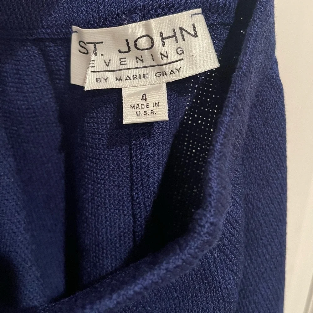 St. John Evening Deep Blue Wool Blend Skirt 4